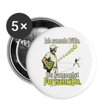 Tennistrainer Tennis Coach Bälle Sammeln - Buttons groß 56 mm (5er Pack) - Weiß - Vorne