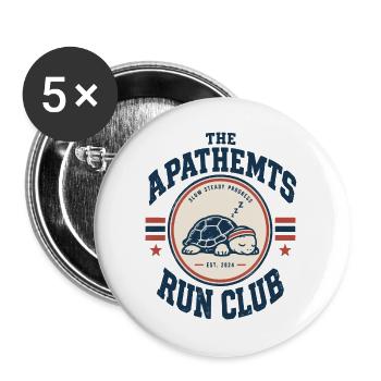 APATHETMTS Run Club Schildkröte - Buttons groß 56 mm (5er Pack) - Weiß - Vorne