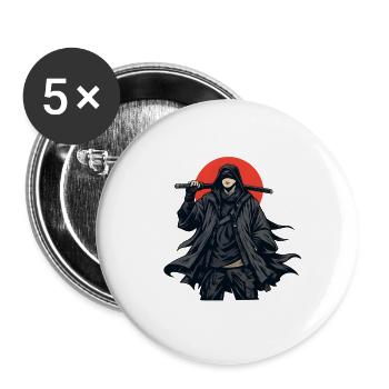 Schattendämon mit rotem Kreis - Buttons groß 56 mm (5er Pack) - Weiß - Vorne