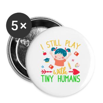 Pre K Teacher Play With TINY HUMANS Kindergarten - Buttons groß 56 mm (5er Pack) - Weiß - Vorne