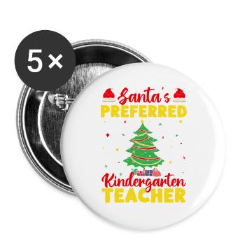 Pre K Teacher Preferred Kindergarten Teacher - Buttons groß 56 mm (5er Pack) - Weiß - Vorne