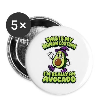 Human Costume Avocado - Halloween Avocado - Buttons groß 56 mm (5er Pack) - Weiß - Vorne