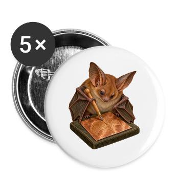 Fledermaus prägt ein Kupferblatt - Buttons groß 56 mm (5er Pack) - Weiß - Vorne