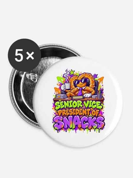 Senior Vice President Snacks - Buttons groß 56 mm (5er Pack) - Weiß