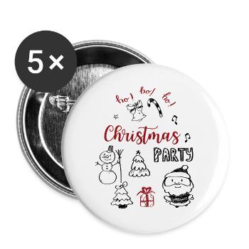 Christmas Party - Buttons groß 56 mm (5er Pack) - Weiß - Vorne