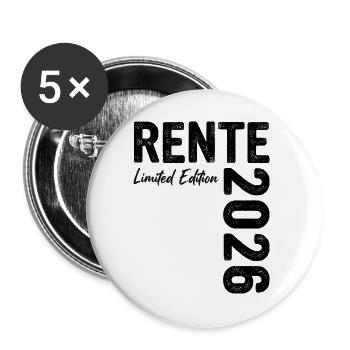 Rente 2026 Limited Edition Ruhestand - Buttons groß 56 mm (5er Pack) - Weiß - Vorne