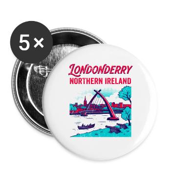 View Retro Londonderry Northern Ireland City - Buttons groß 56 mm (5er Pack) - Weiß - Vorne