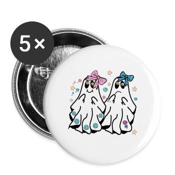 Gruseln – Kawaii Geist mit Süßigkeiten Pastell Hal - Buttons groß 56 mm (5er Pack) - Weiß - Vorne