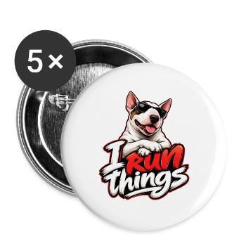Bullterrier - Buttons groß 56 mm (5er Pack) - Weiß - Vorne