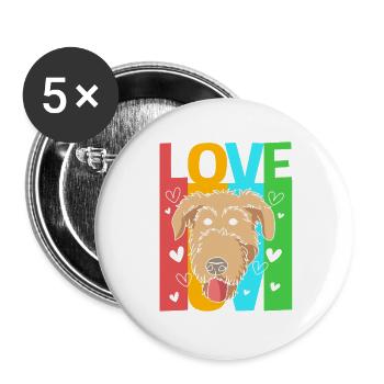 Irischer Wolfshund - Buttons groß 56 mm (5er Pack) - Weiß - Vorne