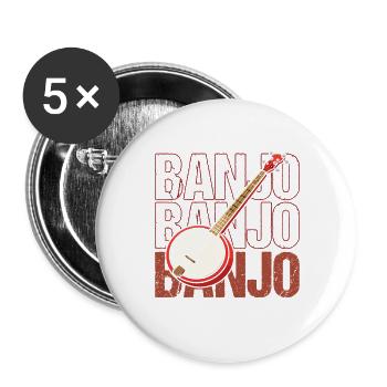 Banjo Beat Retro Illustration - Buttons groß 56 mm (5er Pack) - Weiß - Vorne