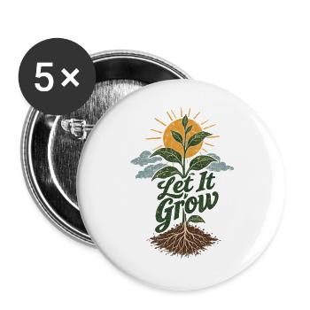Let It Grow Gärtner  - Buttons groß 56 mm (5er Pack) - Weiß - Vorne