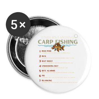Geheime Sprache des Karpfenfischens verstehen Band 2 - Buttons groß 56 mm (5er Pack) - Weiß - Vorne