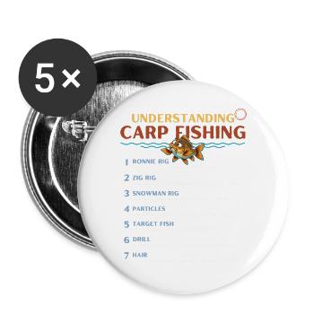 Geheimsprache des Karpfenfischens verstehen Band 3 - Buttons groß 56 mm (5er Pack) - Weiß - Vorne