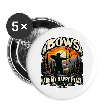 Bogenschießen, Bogenschütze - Buttons groß 56 mm (5er Pack) - Weiß - Vorne