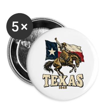 Texas 1845 Western Reiter Flagge - Buttons groß 56 mm (5er Pack) - Weiß - Vorne