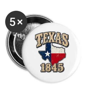 Texas 1845 Vintage Patch - Buttons groß 56 mm (5er Pack) - Weiß - Vorne
