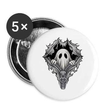 Halloween-Geister-Boo-Reißverschluss-Gruselsaison - Buttons groß 56 mm (5er Pack) - Weiß - Vorne