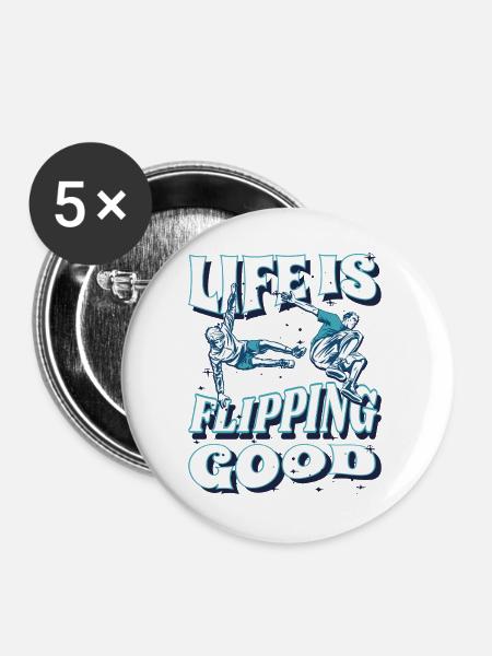 Parkour-Freestyle Freerunning Freerunner - Buttons groß 56 mm (5er Pack) - Weiß