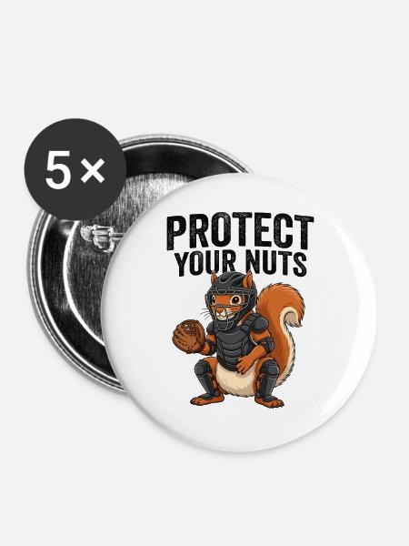 Protect Your Nuts - Buttons groß 56 mm (5er Pack) - Weiß