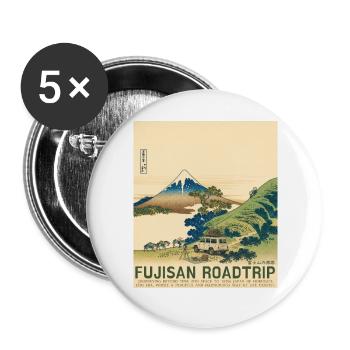 Mt Fuji Road Trip Neo Ukiyo-e Japanese Art - Buttons groß 56 mm (5er Pack) - Weiß - Vorne