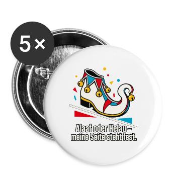 Karnevalsfan Alaaf oder Helau Regionalstolz - Buttons groß 56 mm (5er Pack) - Weiß - Vorne