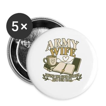 Armee Ehefrau Militär Ehefrau Einsatz - Buttons groß 56 mm (5er Pack) - Weiß - Vorne