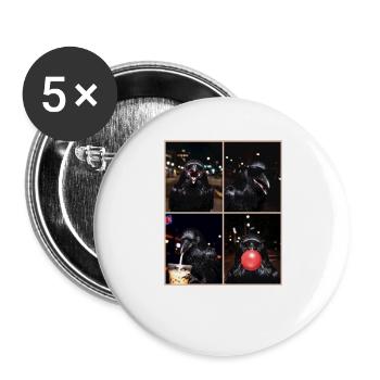 Krähen Krähe - Buttons groß 56 mm (5er Pack) - Weiß - Vorne