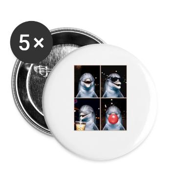 Delfine Delfin - Buttons groß 56 mm (5er Pack) - Weiß - Vorne