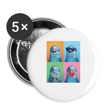 Delfine Delfin - Buttons groß 56 mm (5er Pack) - Weiß - Vorne
