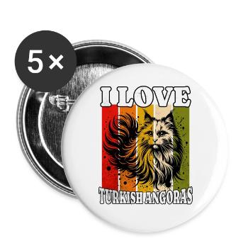 I Love Turkish Angora - Buttons groß 56 mm (5er Pack) - Weiß - Vorne