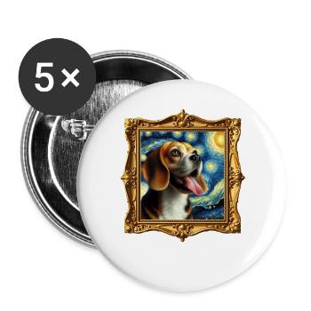 Beagle Starry Night - Buttons groß 56 mm (5er Pack) - Weiß - Vorne