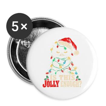 Jolly Cat mit Lichterkette - Buttons groß 56 mm (5er Pack) - Weiß - Vorne