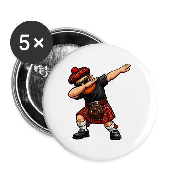 Dabbing Schotte – Lustiges Schottland-Motiv - Buttons groß 56 mm (5er Pack) - Weiß - Vorne