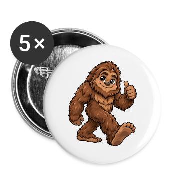 Bigfoot Kawaii Style – Süßes Fabelwesen - Buttons groß 56 mm (5er Pack) - Weiß - Vorne