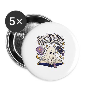 Spooky Little Bookworm - Buttons groß 56 mm (5er Pack) - Weiß - Vorne