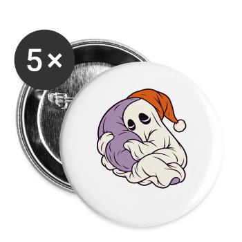 Schlafender Geist mit Weihnachtsmütze - Buttons groß 56 mm (5er Pack) - Weiß - Vorne