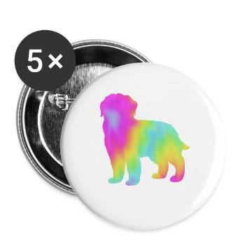 Neufundländer - Buttons groß 56 mm (5er Pack) - Weiß - Vorne