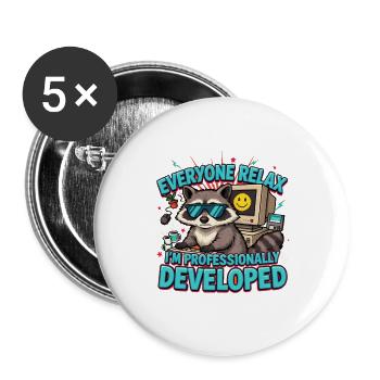 Alle entspannt sich, ich bin professionell entwickelt, schräg - Buttons groß 56 mm (5er Pack) - Weiß - Vorne