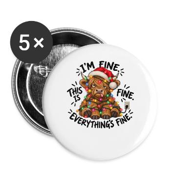 I’m Fine This Is Fine Everything’s Fine - Buttons groß 56 mm (5er Pack) - Weiß - Vorne
