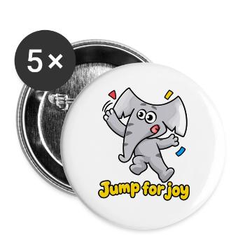 Jump for Joy Elefant Charlie Cartoon - Buttons groß 56 mm (5er Pack) - Weiß - Vorne