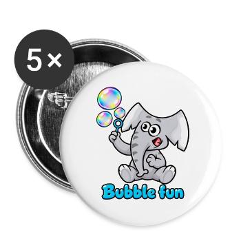 Charlie, der Elefant, Blasenspaß - Buttons groß 56 mm (5er Pack) - Weiß - Vorne