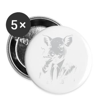 Schweinerauchen im Anzug - Buttons groß 56 mm (5er Pack) - Weiß - Vorne
