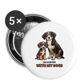 Entlebucher Sennenhund – Hunde Geschenk Idee - Buttons groß 56 mm (5er Pack) - Weiß - Vorne
