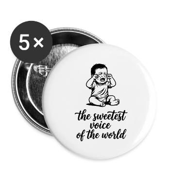 The sweetest Voice of The World Baby Singen Chor - Buttons groß 56 mm (5er Pack) - Weiß - Vorne