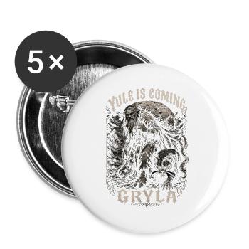Isländische Weihnachtsfolklore Grýla - Buttons groß 56 mm (5er Pack) - Weiß - Vorne