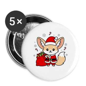 Festlicher Weihnachtsmann mit Geschenken - Buttons groß 56 mm (5er Pack) - Weiß - Vorne