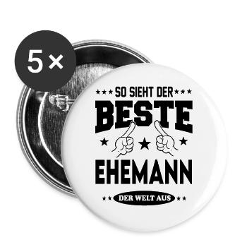 Ehemann Der Beste der Welt Hochzeit Paare Love - Buttons groß 56 mm (5er Pack) - Weiß - Vorne