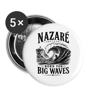 Nazaré Portugal - Buttons groß 56 mm (5er Pack) - Weiß - Vorne