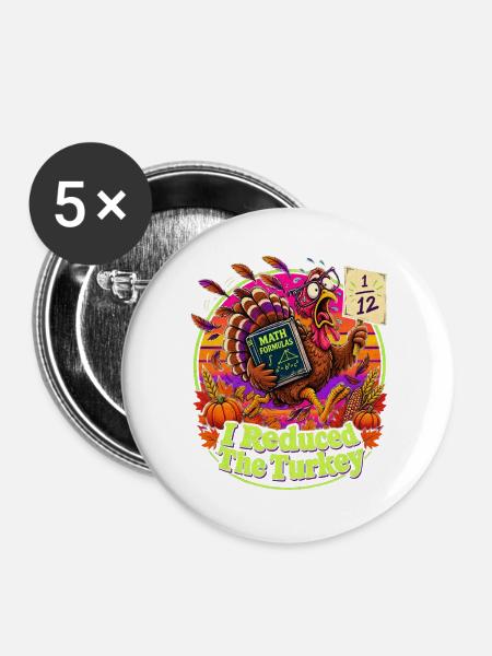Thanksgiving Mathe Truthahn Panik Nerdwitz - Buttons groß 56 mm (5er Pack) - Weiß